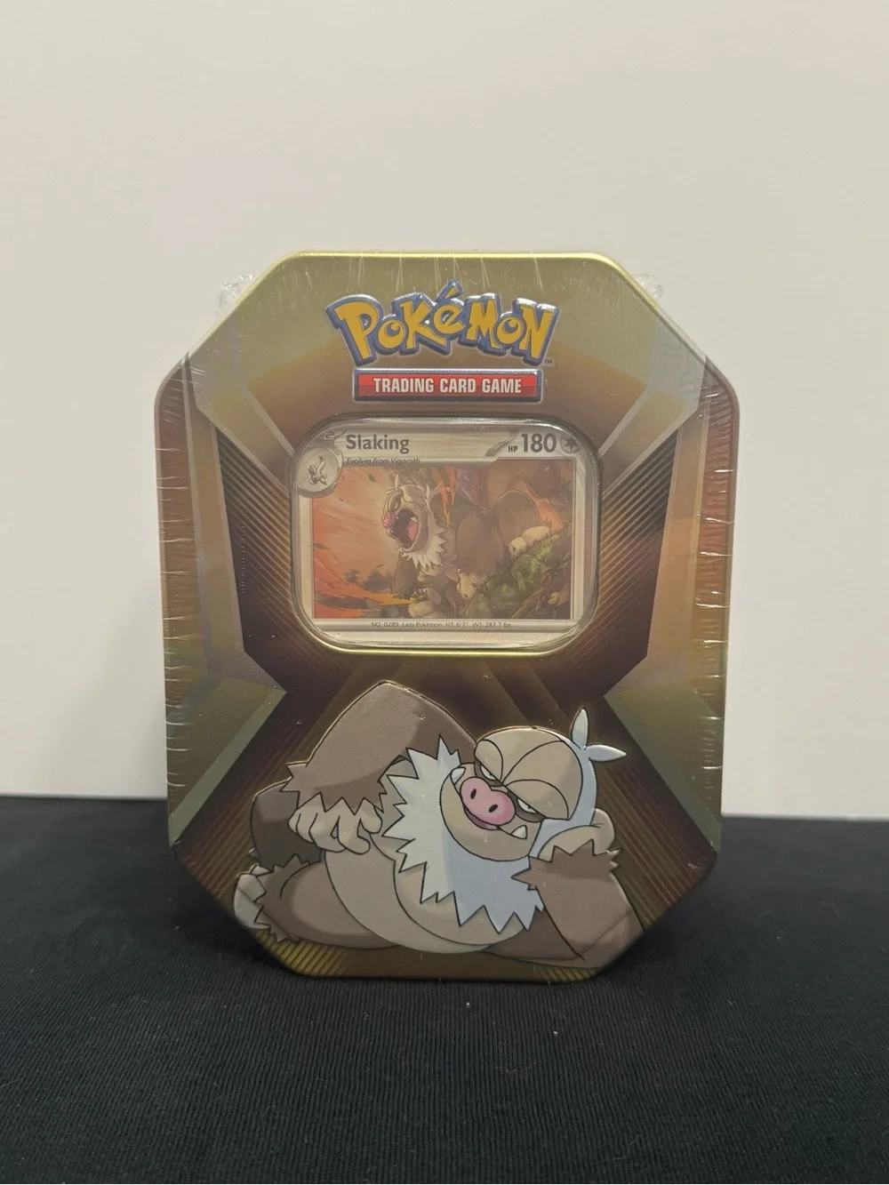 Pokemon Gold and Brown Slaking Tin Trading Card